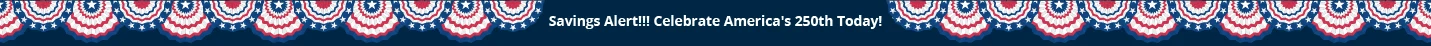 savings banner for americas 250th