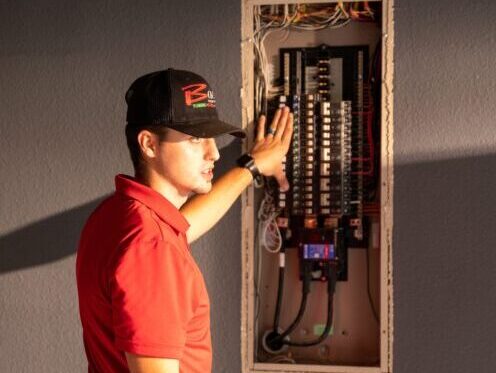 Bacon Electrician Performing Electrical Panel Replacement in Rockwall, TX