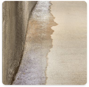 Concrete slab damaged by water leak